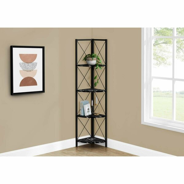 Daphnes Dinnette 60 in. Bookcase with Metal Corner, Black Marble & Black DA2451390